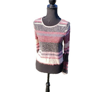Striped Grey Pink/Red Top New Large
